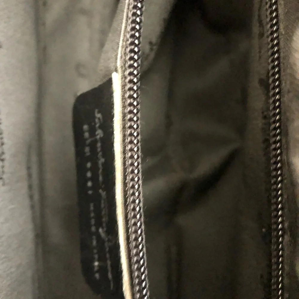 Salvatore Ferragamo Black Canvas Handbag With Leather & Chain Handles - Picture 5 of 16